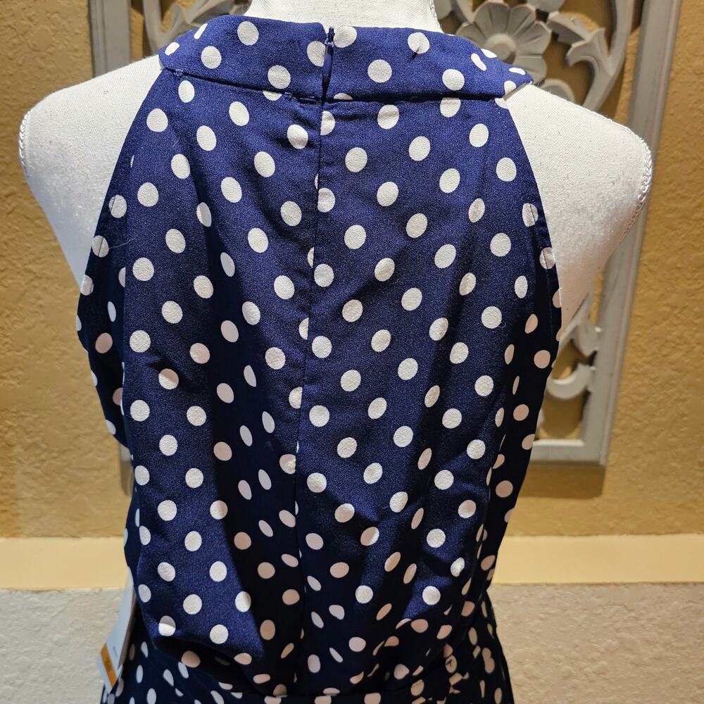 DN Designs NWT 16W Polka Dot Halter Midi Dress Plus Size Old Money Nautical - Picture 6 of 12